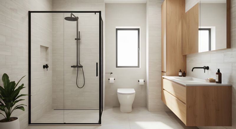 Minimalist Shower with Black Framing