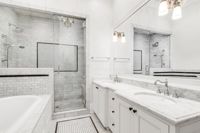 Shower with Monochrome Color Scheme